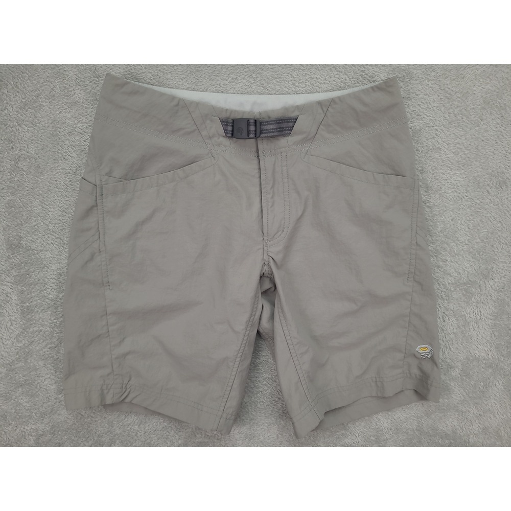 Mountain Hardwear Womens Hiking Shorts Sz 4 Nylon Outdoor Lightweight Gray‎ Belt